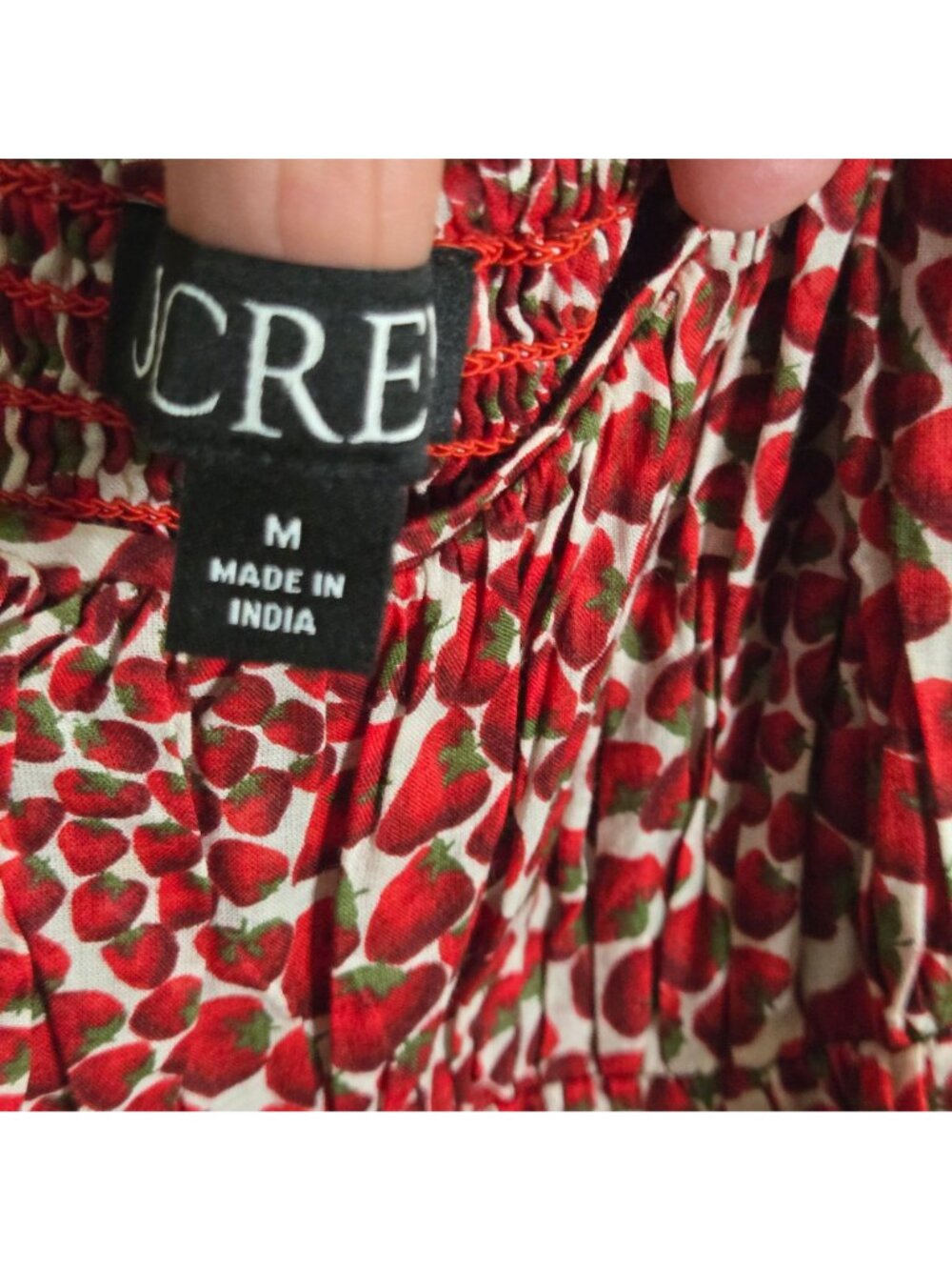 J.Crew 2024 Empire Waist Midi Dress Strawberry Swirl Print Cotton Size M - Picture 7 of 9